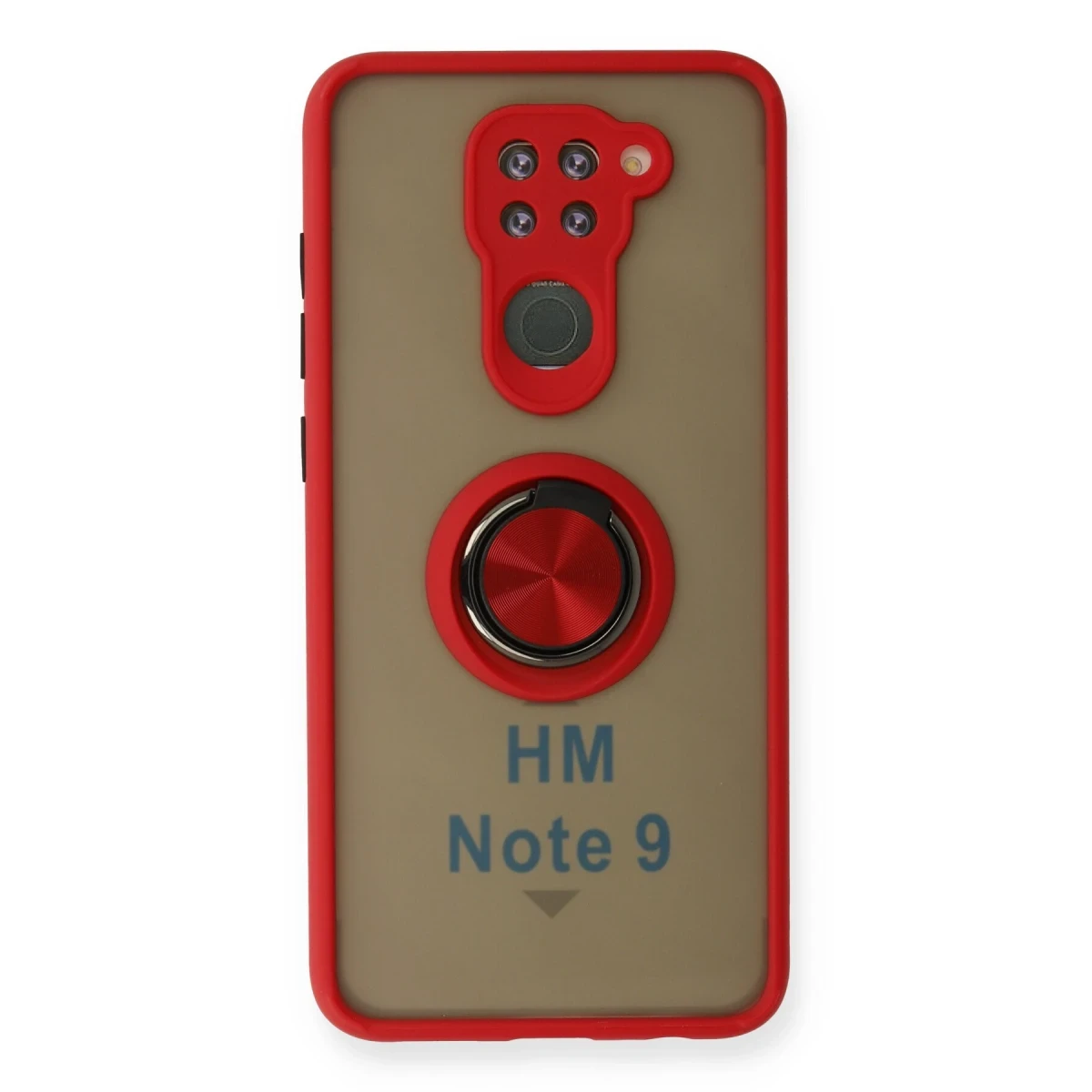 Newface Xiaomi Redmi Note 9 Kılıf Montreal Yüzüklü Silikon Kapak - Kırmızı