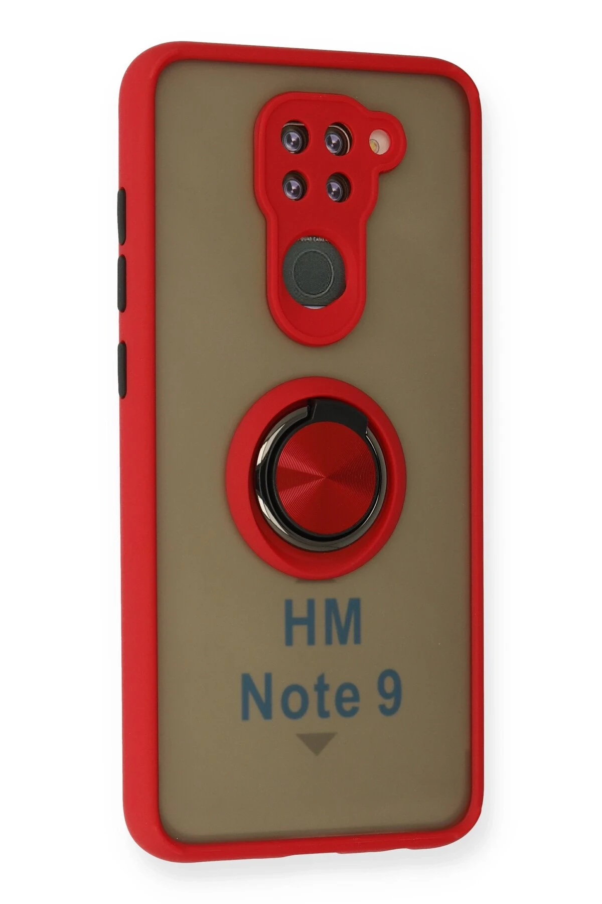 Newface Xiaomi Redmi Note 9 Kılıf Montreal Yüzüklü Silikon Kapak - Kırmızı
