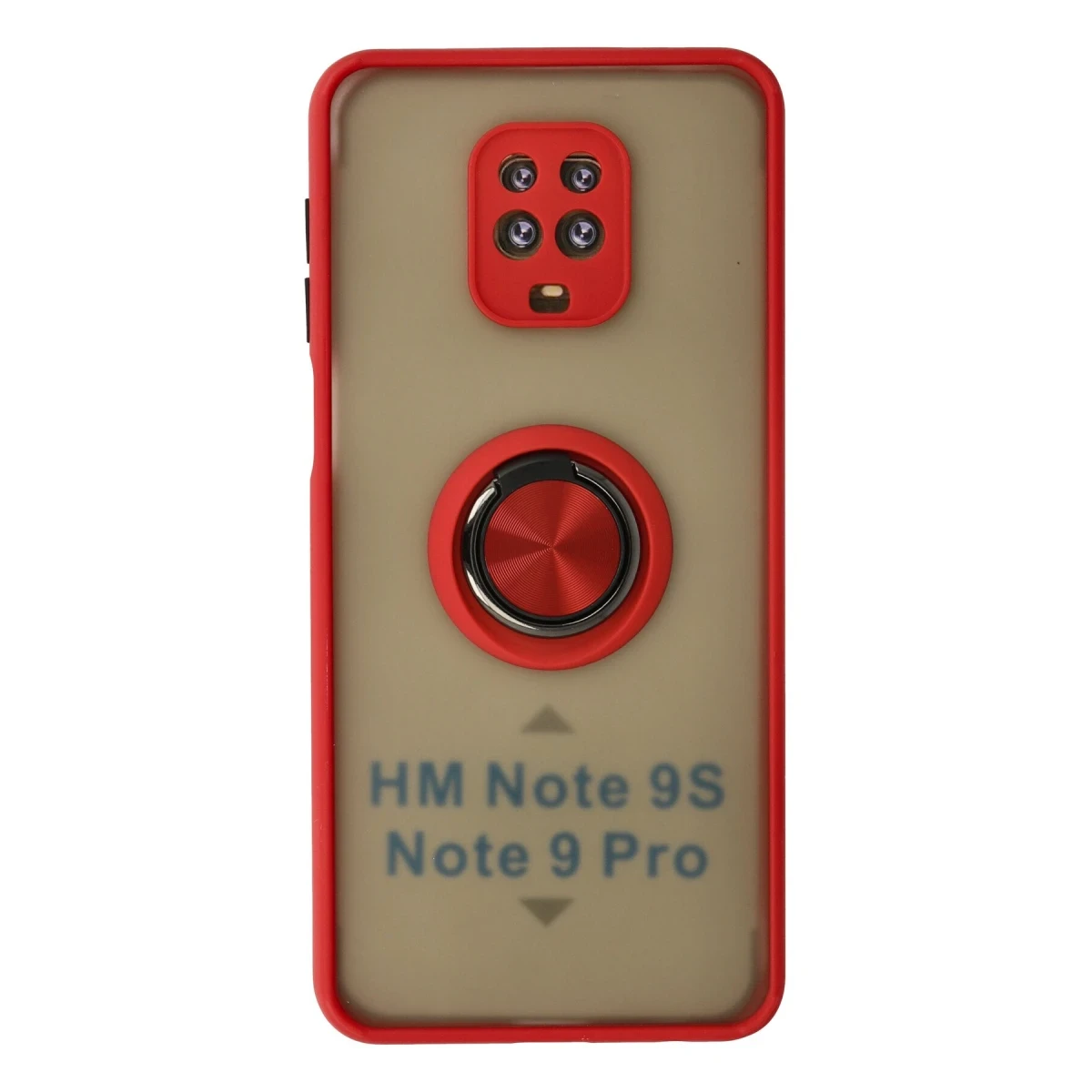Newface Xiaomi Redmi Note 9 Pro Kılıf Montreal Yüzüklü Silikon Kapak - Kırmızı