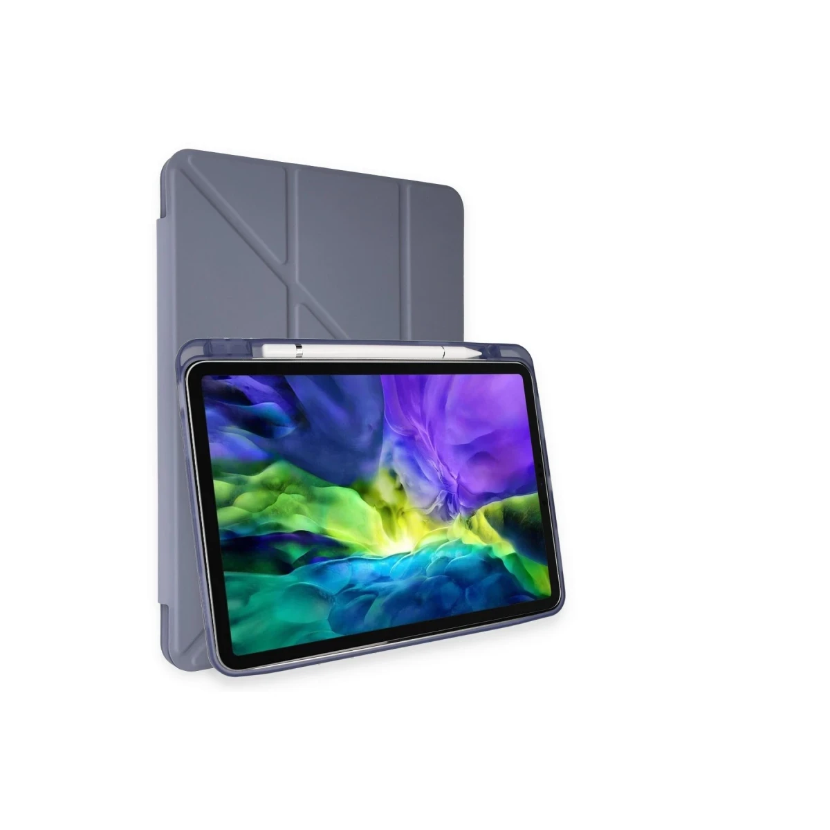 Newface Apple iPad 10.2 (8.nesil) Kılıf Kalemlikli Hugo Tablet Kılıfı - Lila