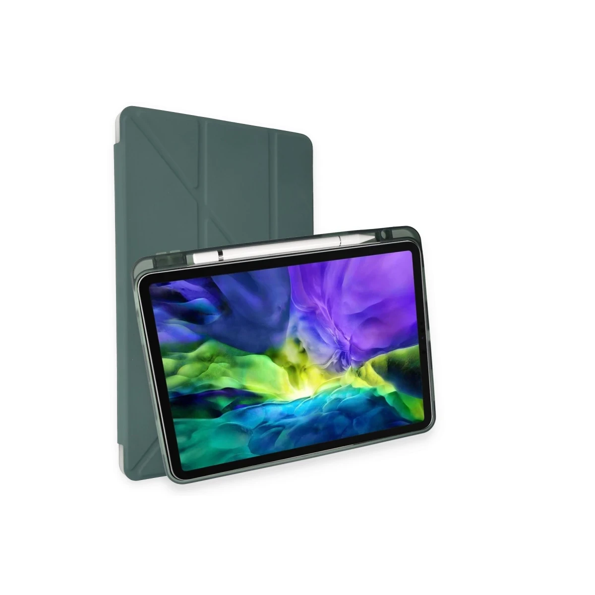 Newface Apple iPad Pro 11 (2021) Kılıf Kalemlikli Hugo Tablet Kılıfı - Koyu Yeşil
