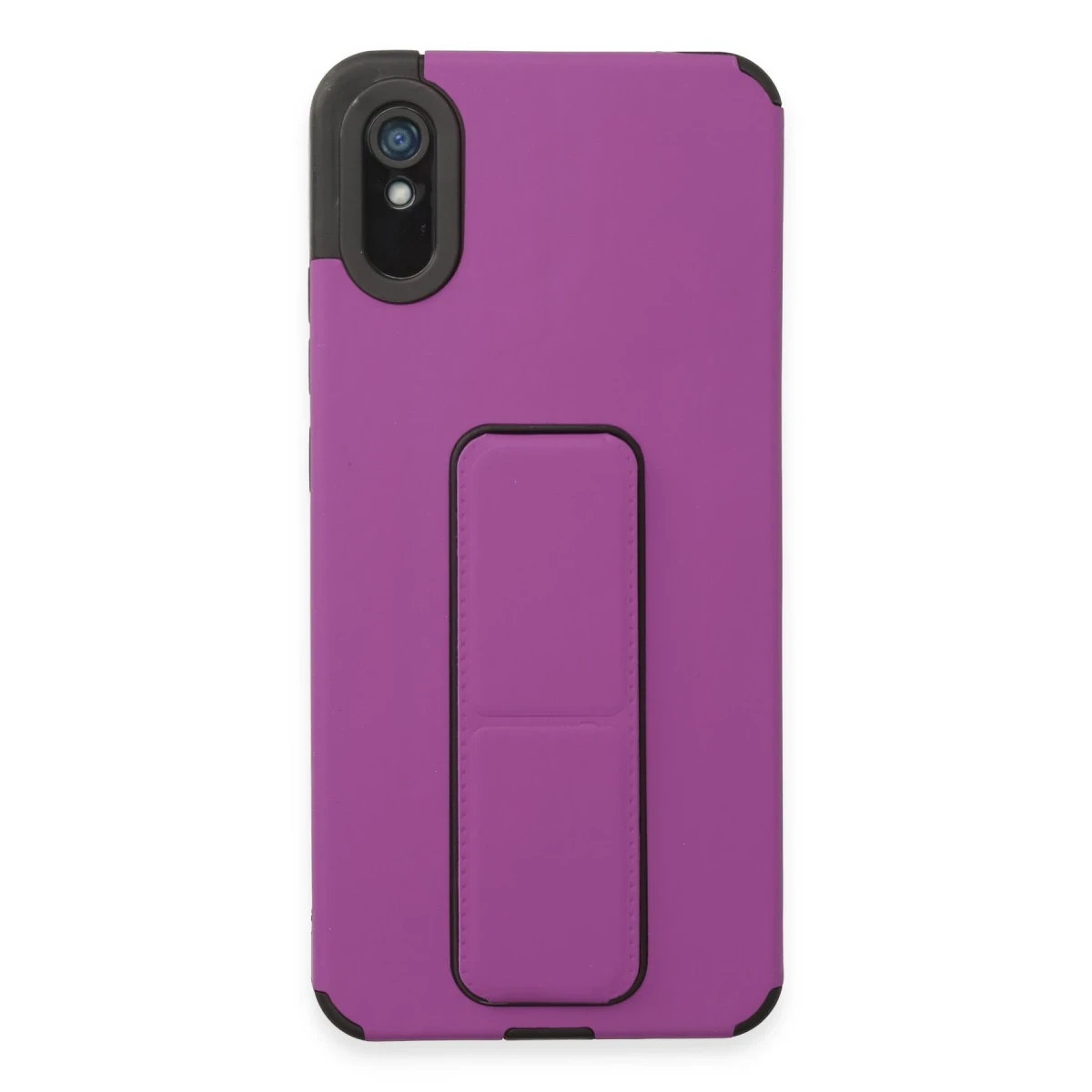 Newface Xiaomi Redmi 9A Kılıf Mega Standlı Silikon - Mor