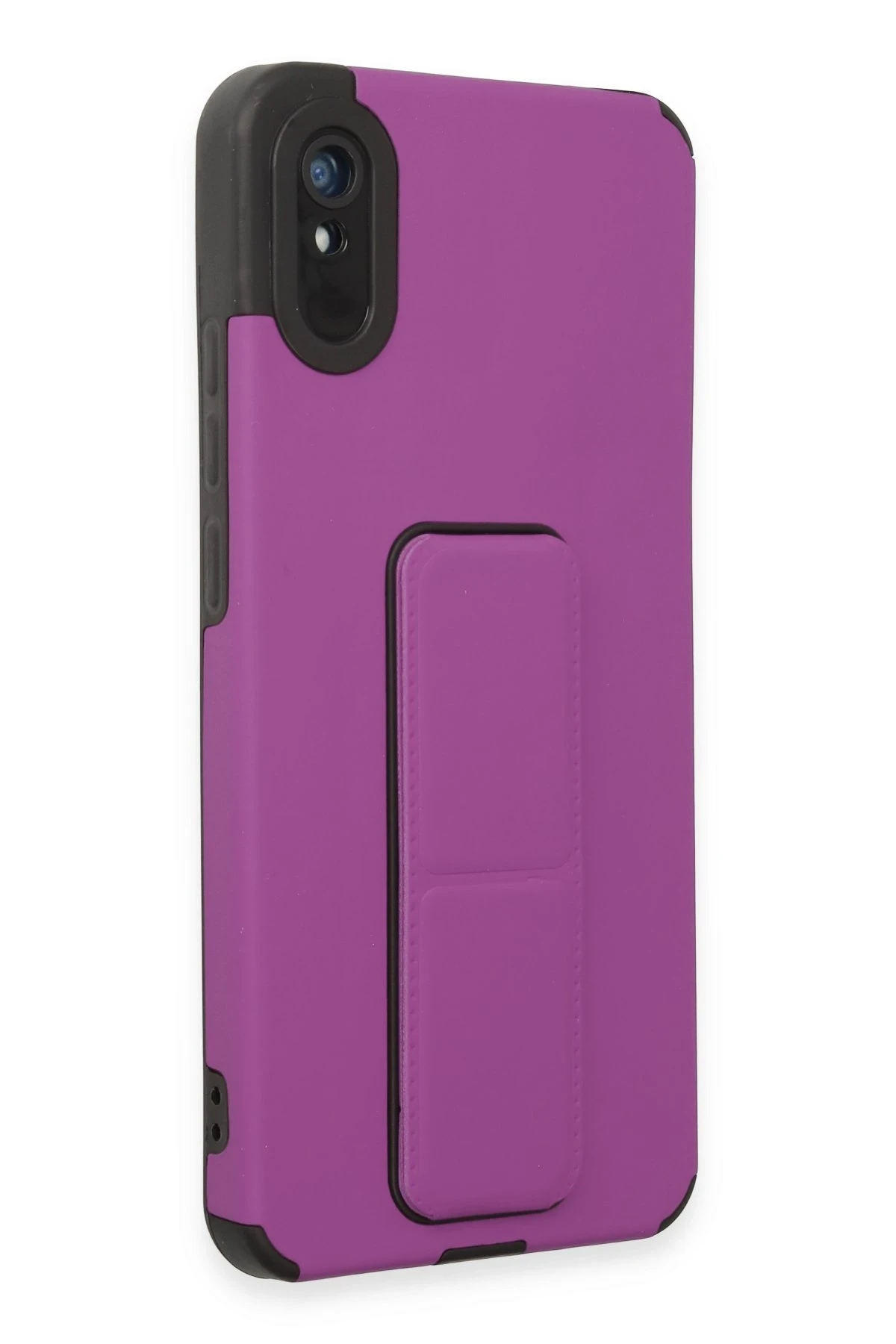 Newface Xiaomi Redmi 9A Kılıf Mega Standlı Silikon - Mor