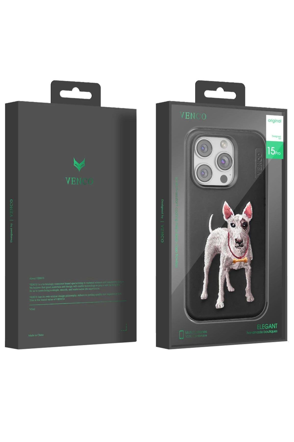 Venco iPhone 15 Pro Perma Desenli Kapak - Kahverengi