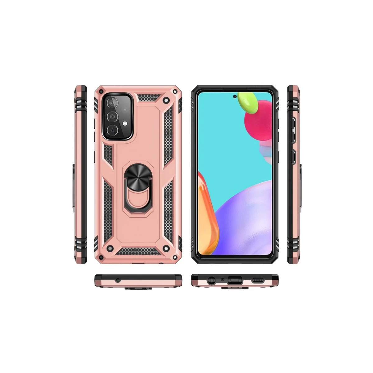 Newface Samsung Galaxy A23 4G Kılıf Sofya Yüzüklü Silikon Kapak - Rose