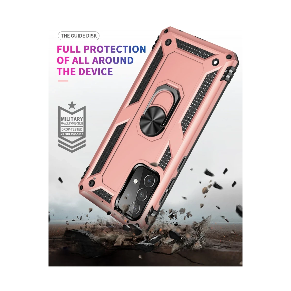 Newface Samsung Galaxy A23 4G Kılıf Sofya Yüzüklü Silikon Kapak - Rose