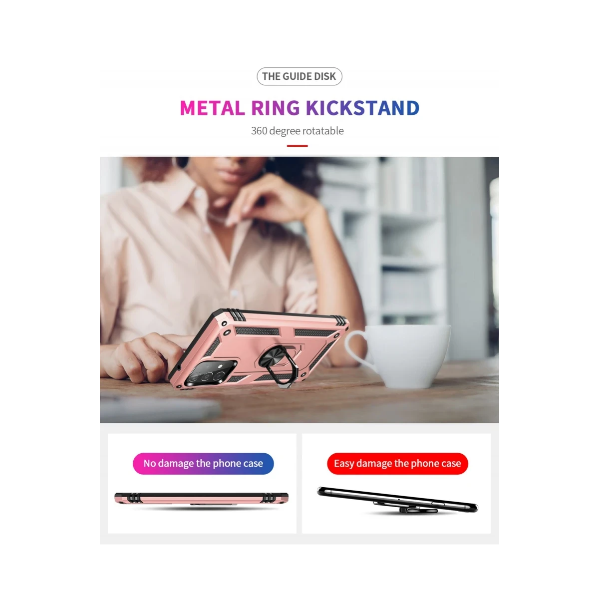 Newface Samsung Galaxy A23 4G Kılıf Sofya Yüzüklü Silikon Kapak - Rose