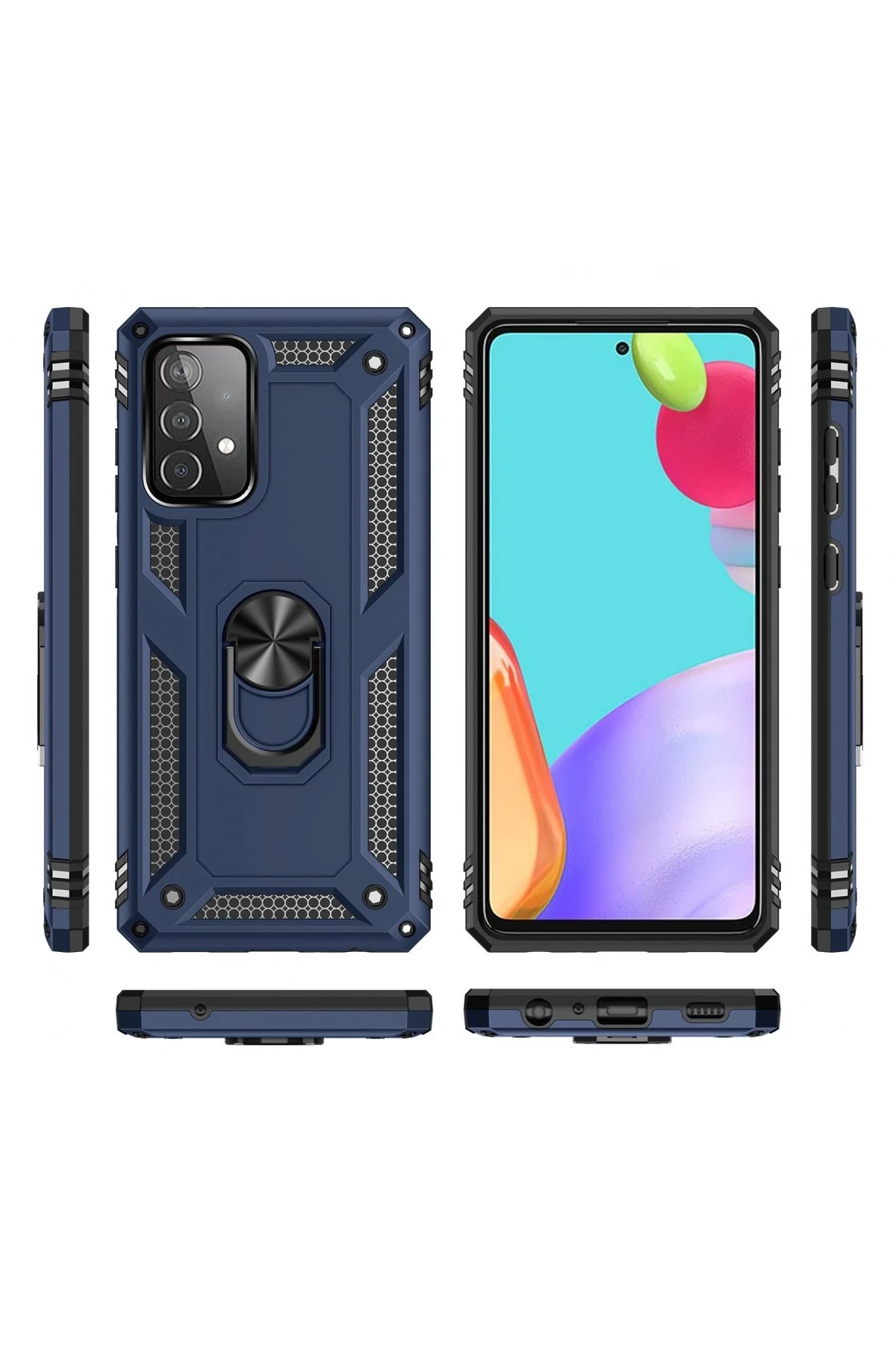 Newface Samsung Galaxy A33 5G Kılıf Sofya Yüzüklü Silikon Kapak - Lacivert