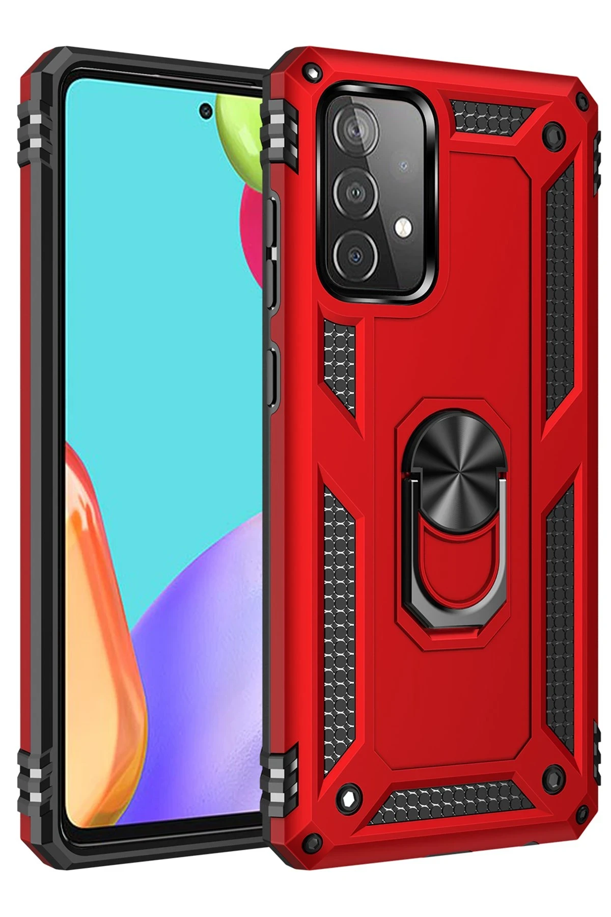 Newface Samsung Galaxy A33 5G Kılıf Sofya Yüzüklü Silikon Kapak - Kırmızı