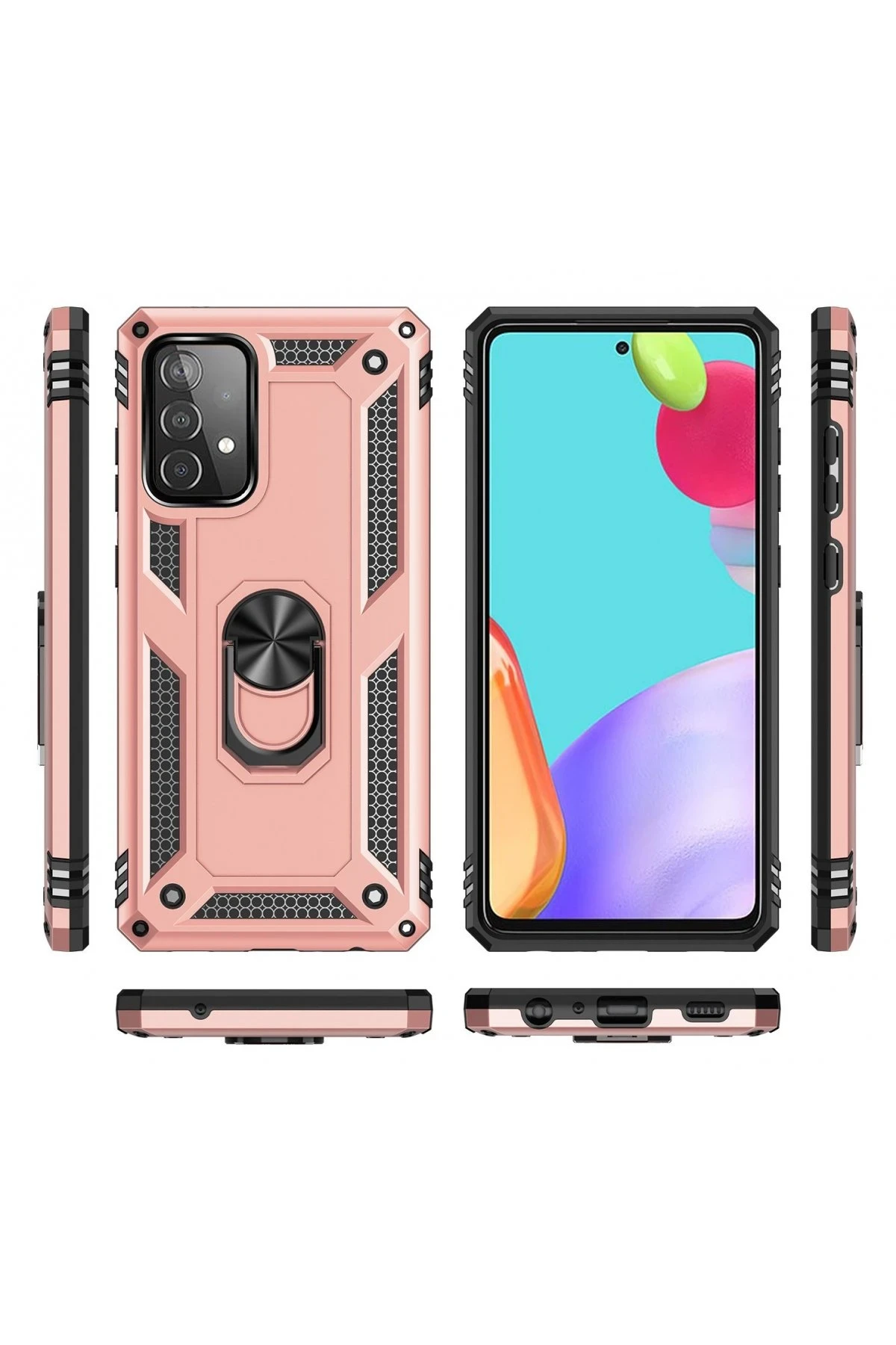 Newface Samsung Galaxy A33 5G Kılıf Sofya Yüzüklü Silikon Kapak - Rose