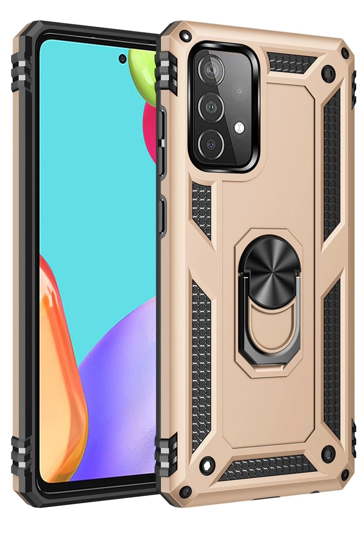 Newface Samsung Galaxy A53 5G Kılıf Sofya Yüzüklü Silikon Kapak - Gold