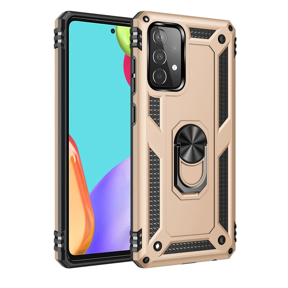 Newface Samsung Galaxy A53 5G Kılıf Sofya Yüzüklü Silikon Kapak - Gold