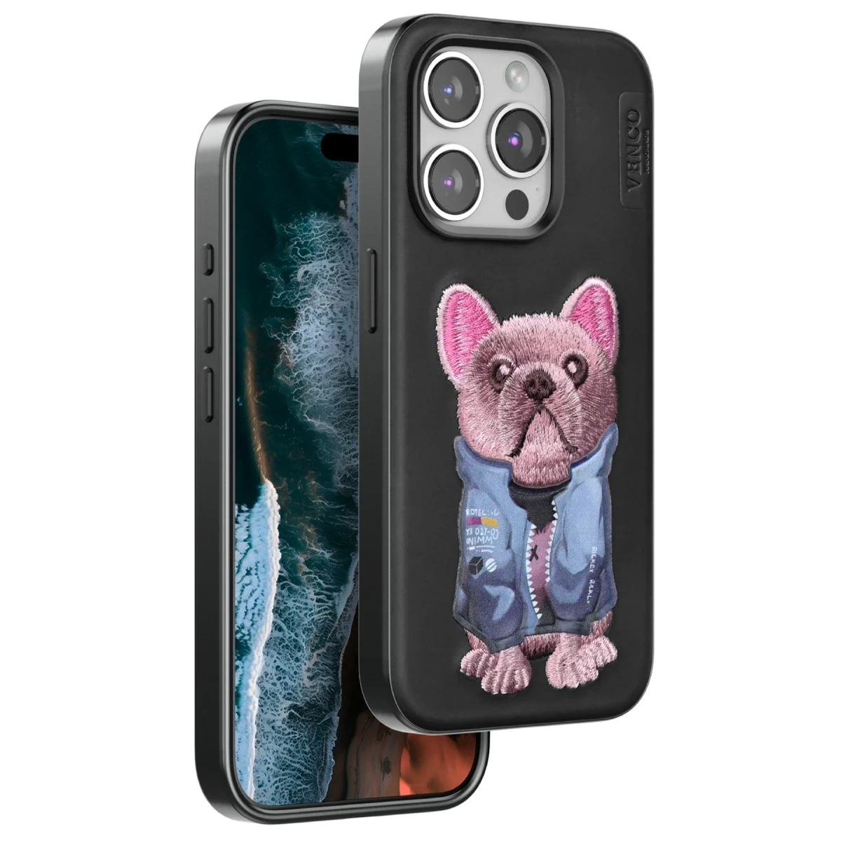 Venco Apple iPhone 15 Pro Max Cute Desenli Kapak - Siyah