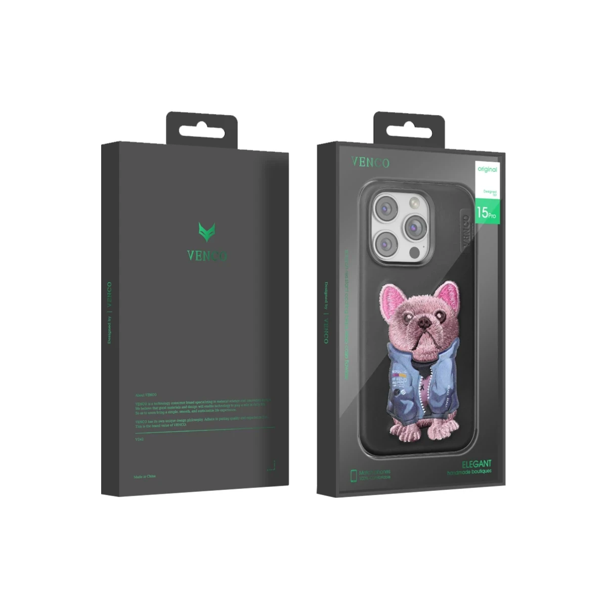 Venco Apple iPhone 15 Pro Max Cute Desenli Kapak - Siyah
