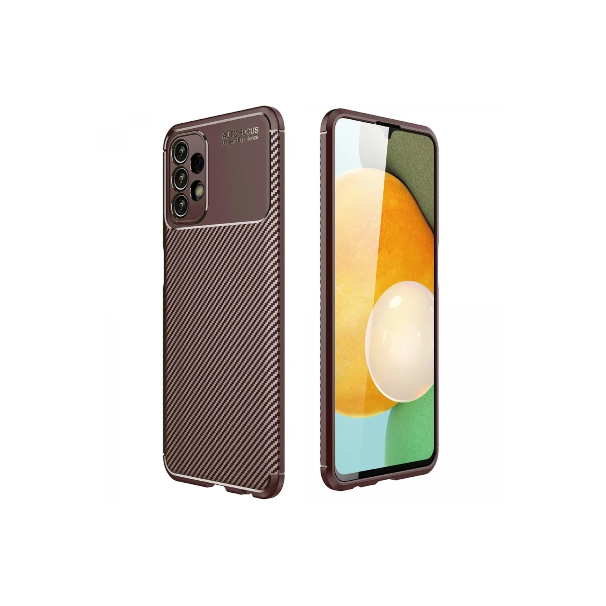 Newface Samsung Galaxy A13 4G Kılıf Auto Focus Karbon Kapak - Kahverengi