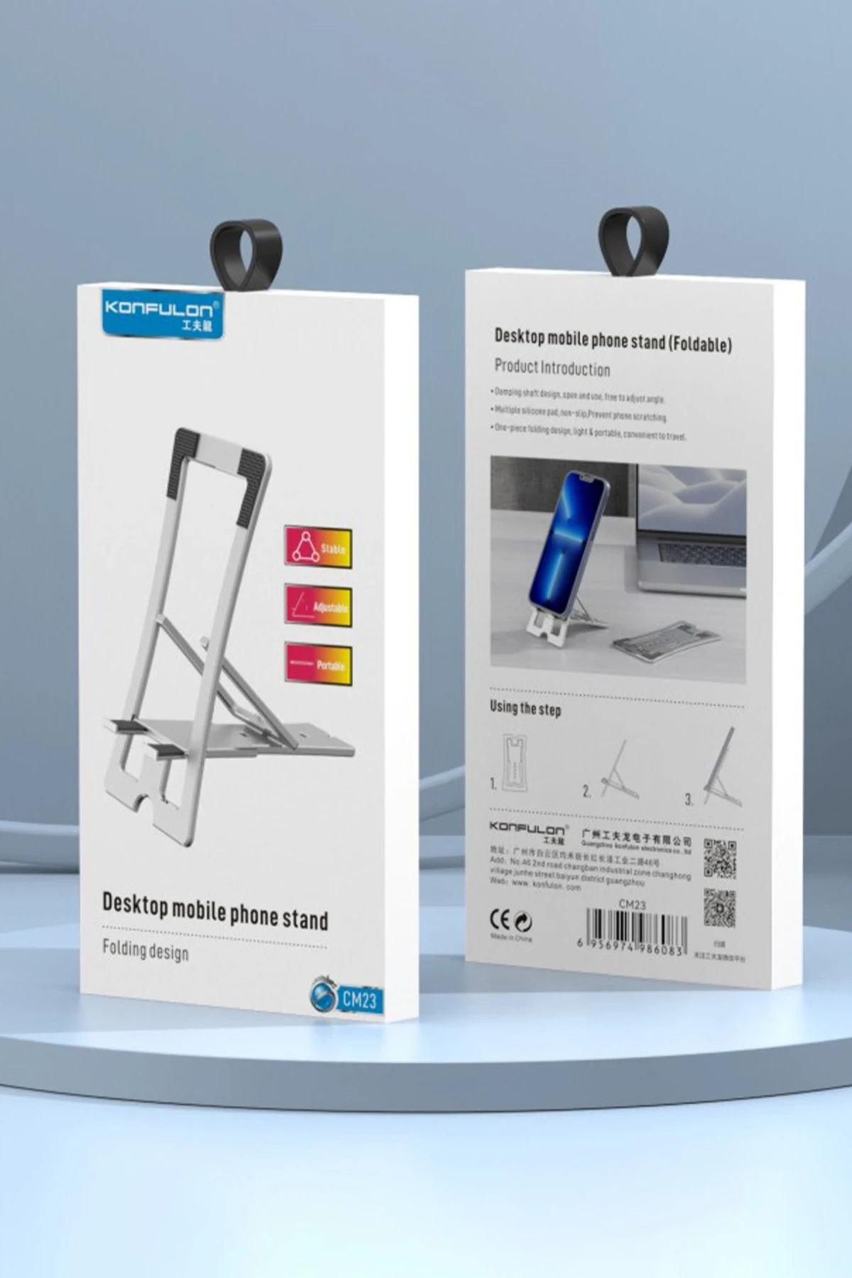 Konfulon CM23 Ayarlanabilir Katlanabilir Masaüstü Telefon Tutucu - Gümüş