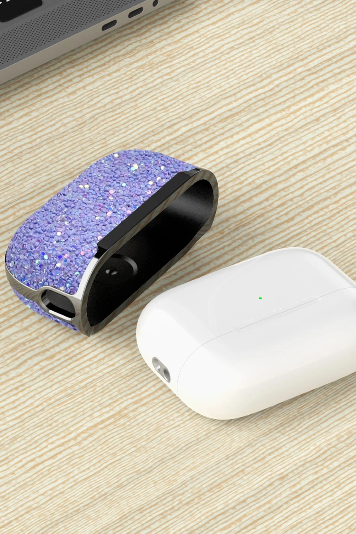 Onegif Airpods Pro 2 (2.nesil) Bright Simli Airpods Kapak - Gold