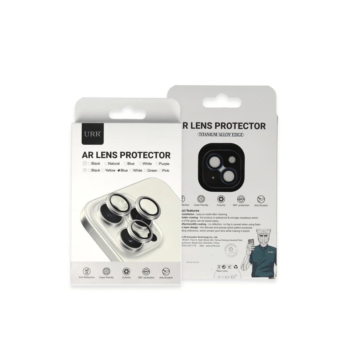 URR Apple iPhone 14 Titanium Alloy AR Kamera Lens Koruyucu - Siyah