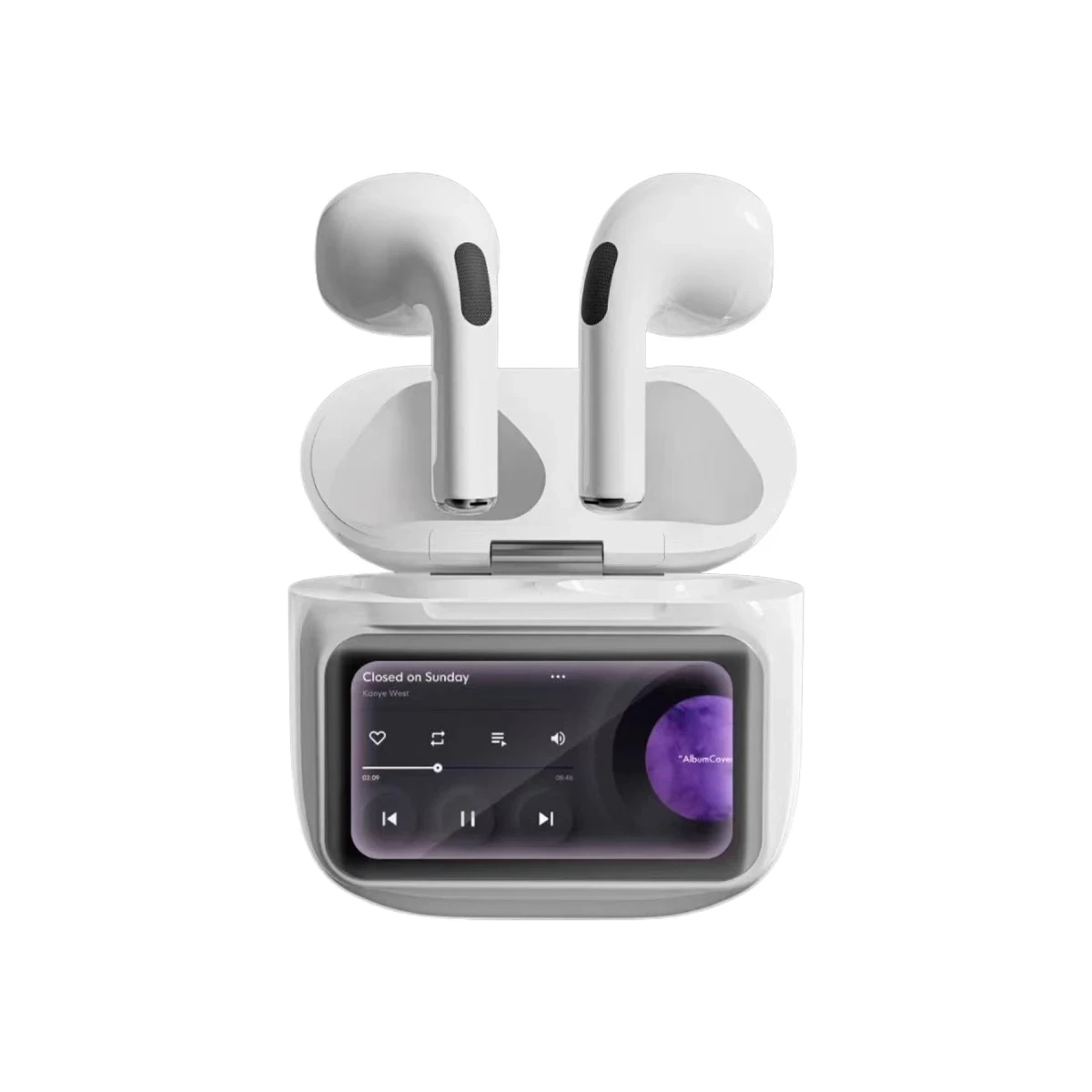 URR Dijital Dokunmatik Ekranlı TWS Airpods Bluetooth Kulaklık - Beyaz