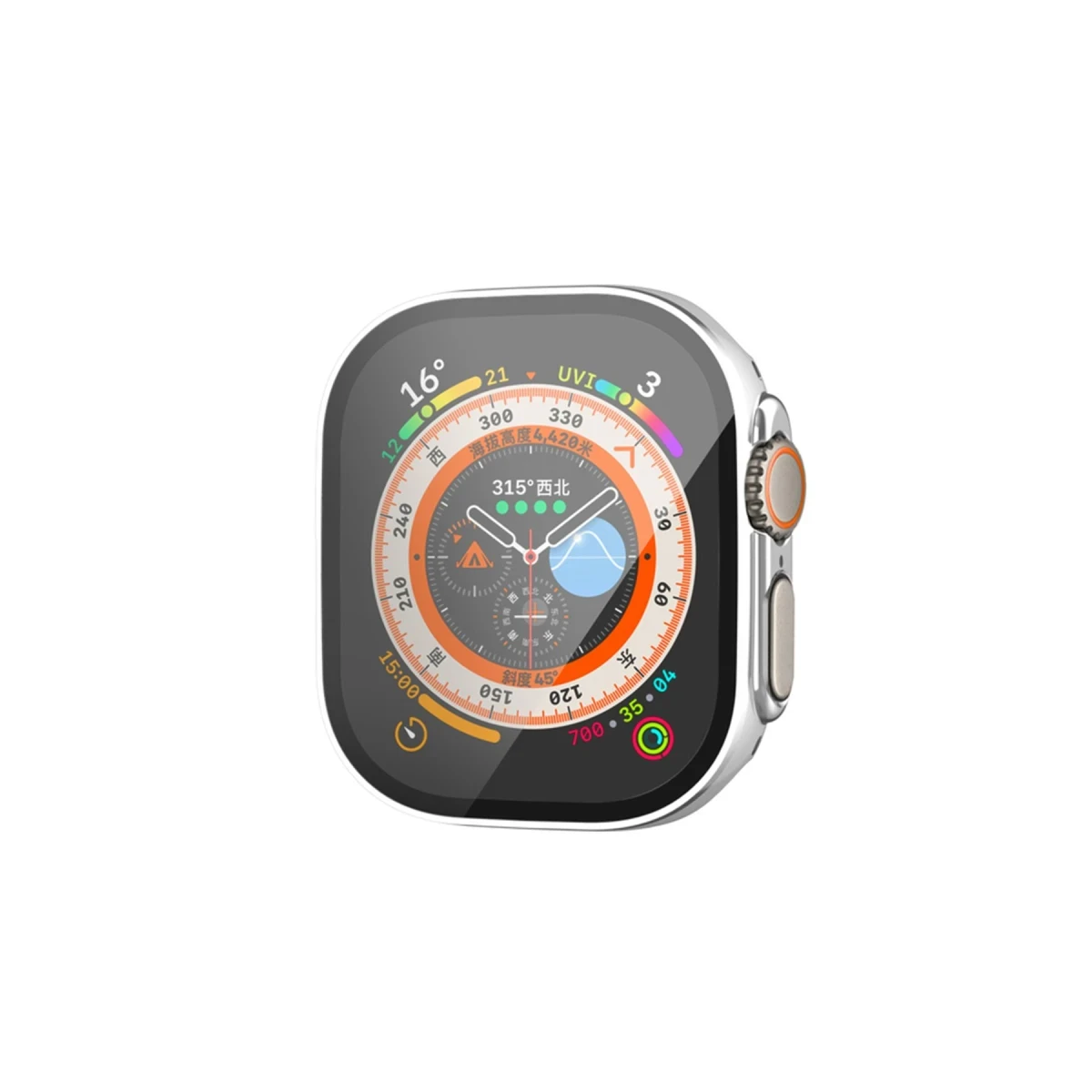 Newface Apple Watch Ultra 49mm Legend Camlı Kasa Ekran Koruyucu - Gümüş