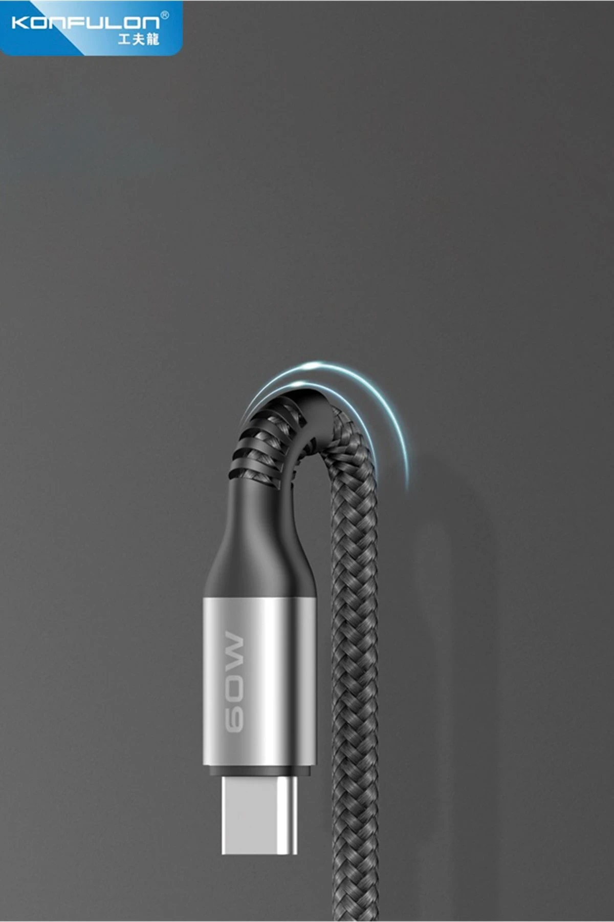 Konfulon DC62 3in1 Type-C to 60W Type-C / 12W Lightning / 15W Micro 1.2M Hızlı Şarj Kablo - Siyah — görsel 3