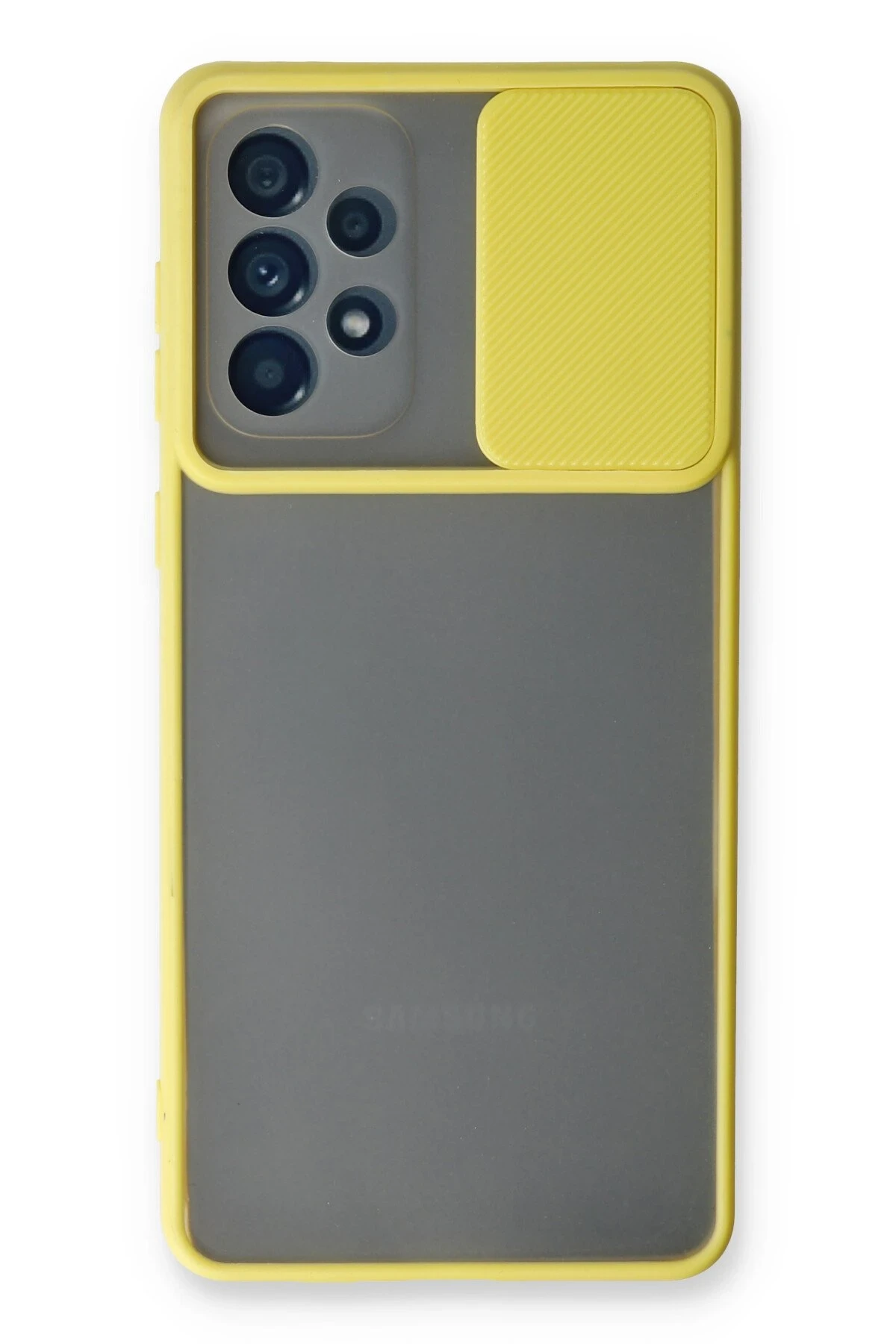 Newface Samsung Galaxy A33 5G Kılıf Palm Buzlu Kamera Sürgülü Silikon - Sarı