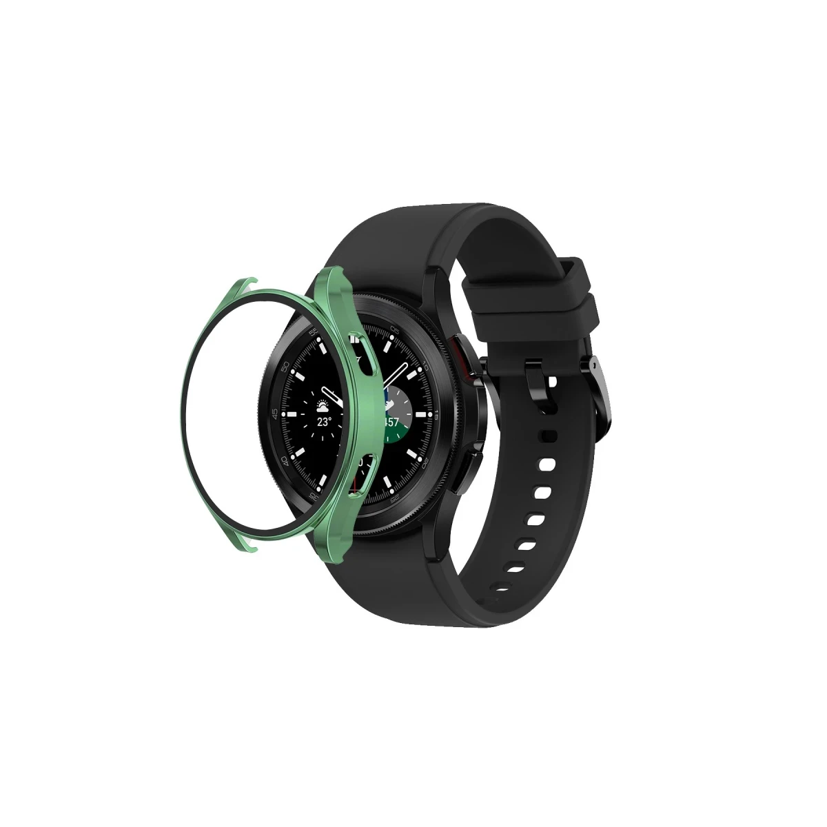 Newface Watch 5 Pro 45mm Wall Camlı Kasa Ekran Koruyucu - Koyu Yeşil