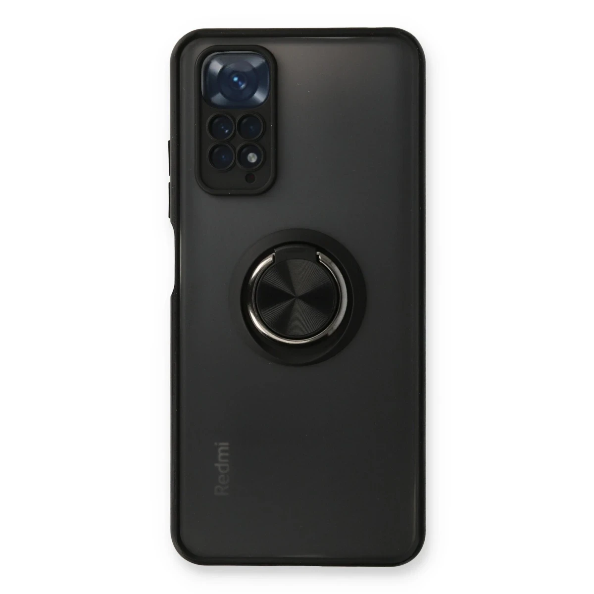 Newface Xiaomi Redmi Note 11 Kılıf Montreal Yüzüklü Silikon Kapak - Siyah