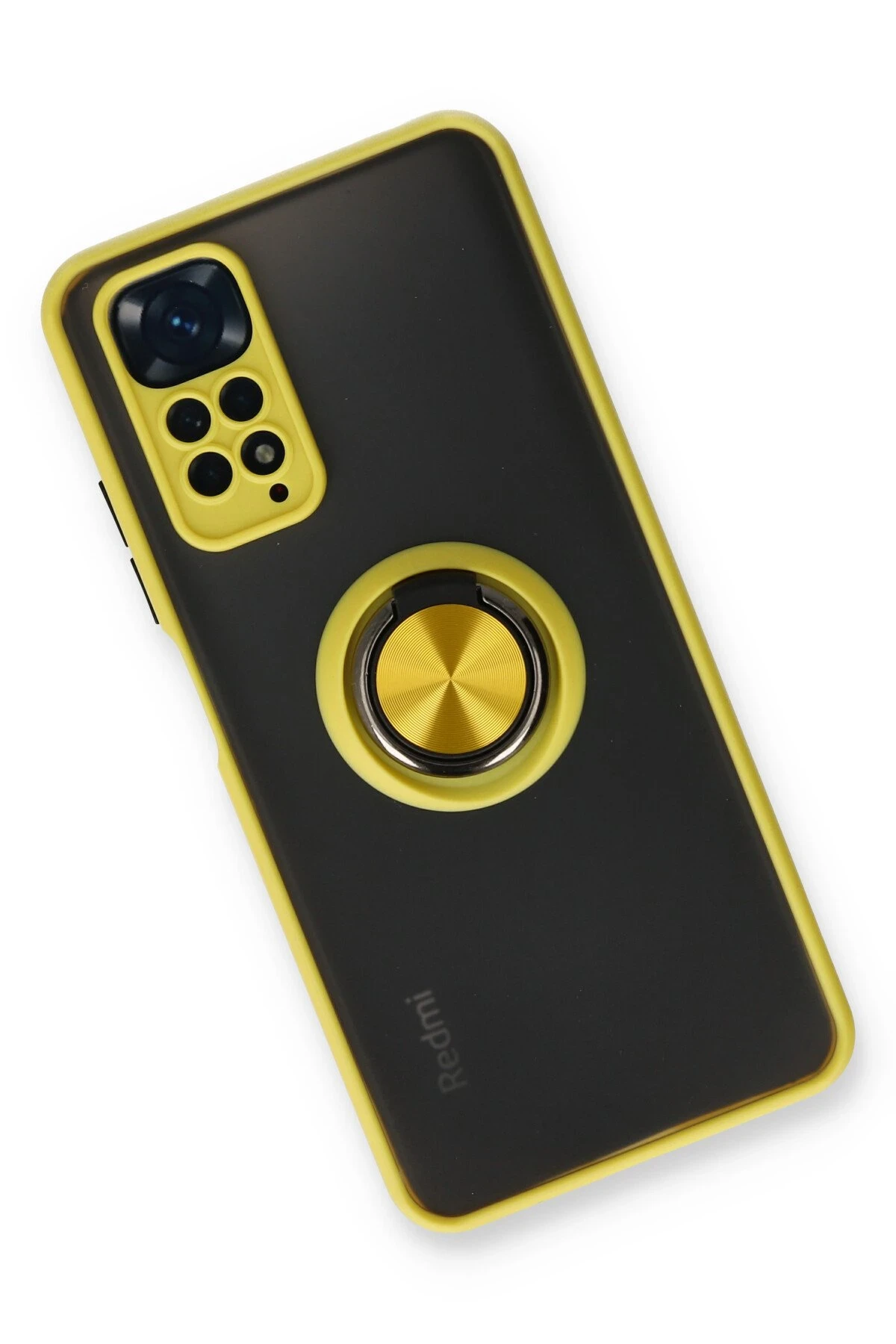 Newface Xiaomi Redmi Note 11 Kılıf Montreal Yüzüklü Silikon Kapak - Sarı
