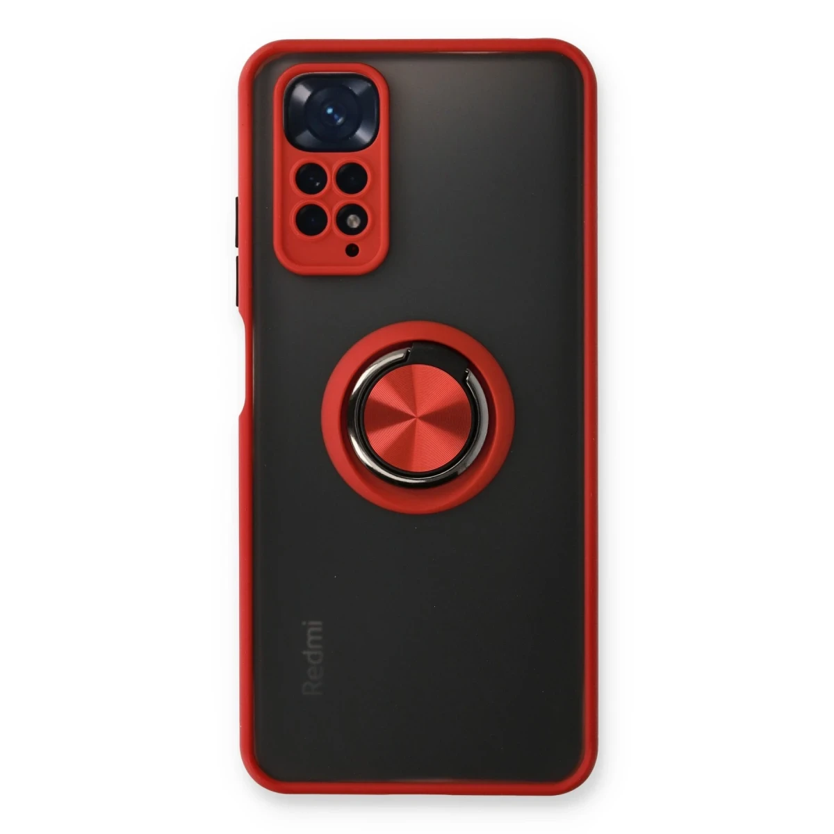 Newface Xiaomi Redmi Note 11 Kılıf Montreal Yüzüklü Silikon Kapak - Kırmızı