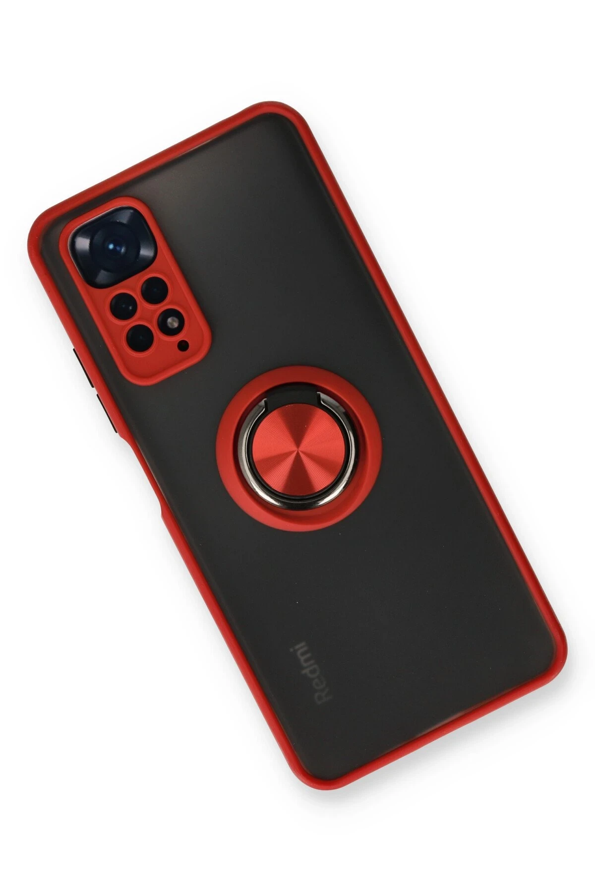 Newface Xiaomi Redmi Note 11 Kılıf Montreal Yüzüklü Silikon Kapak - Kırmızı