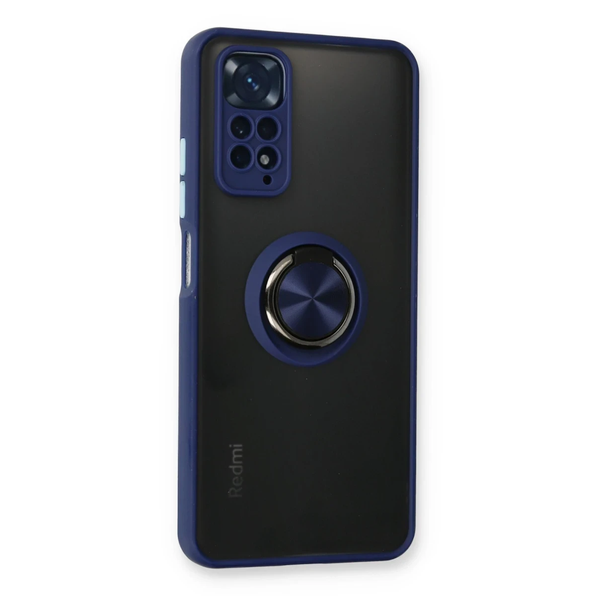 Newface Xiaomi Redmi Note 11 Kılıf Montreal Yüzüklü Silikon Kapak - Lacivert