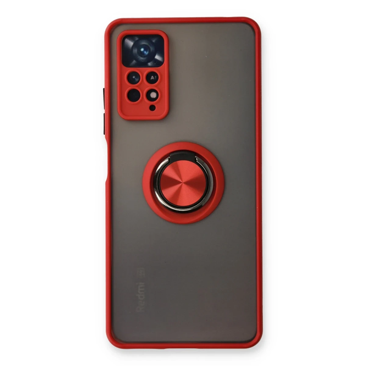 Newface Xiaomi Redmi Note 11 Pro Kılıf Montreal Yüzüklü Silikon Kapak - Kırmızı