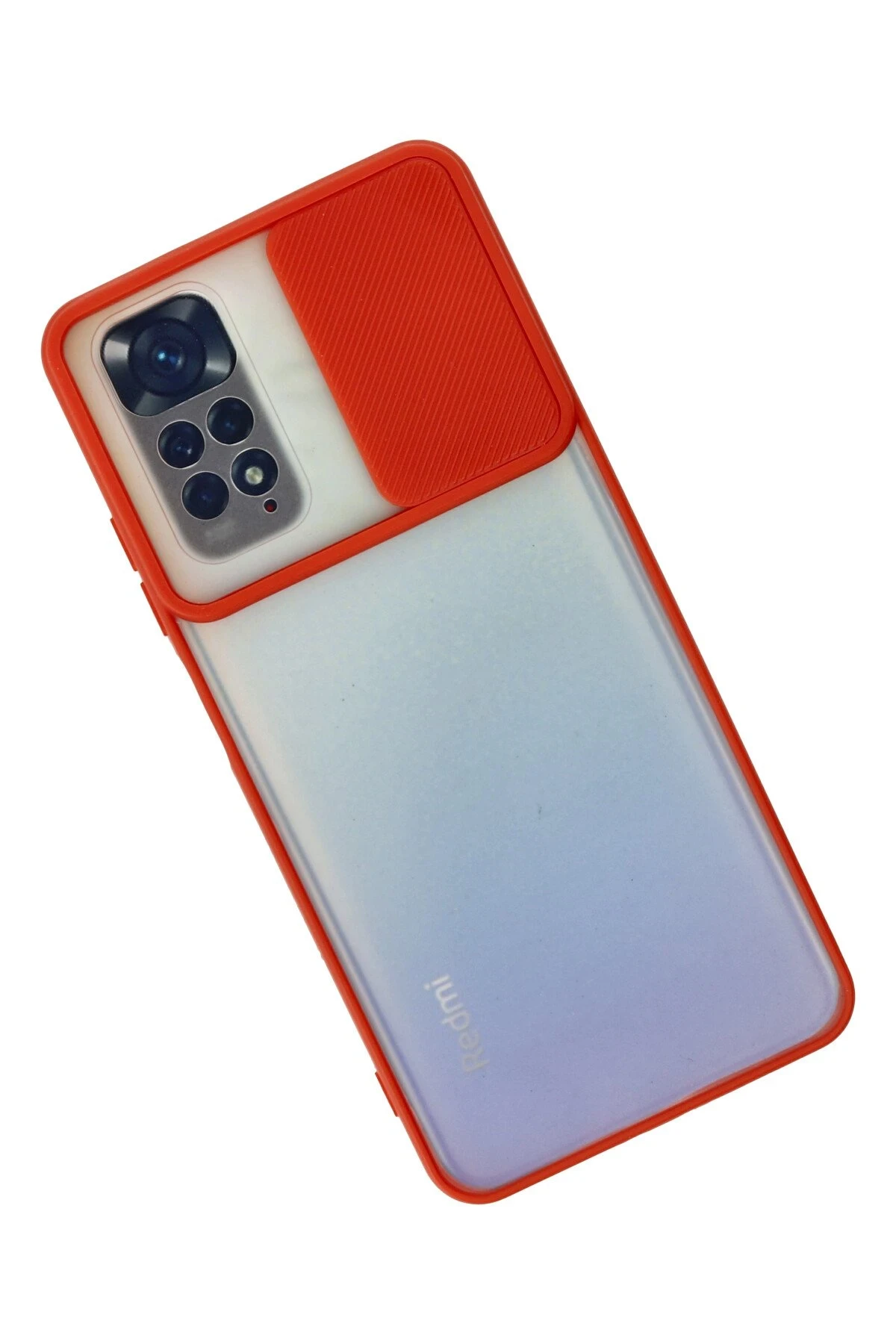 Newface Xiaomi Redmi Note 11 Kılıf Palm Buzlu Kamera Sürgülü Silikon - Kırmızı
