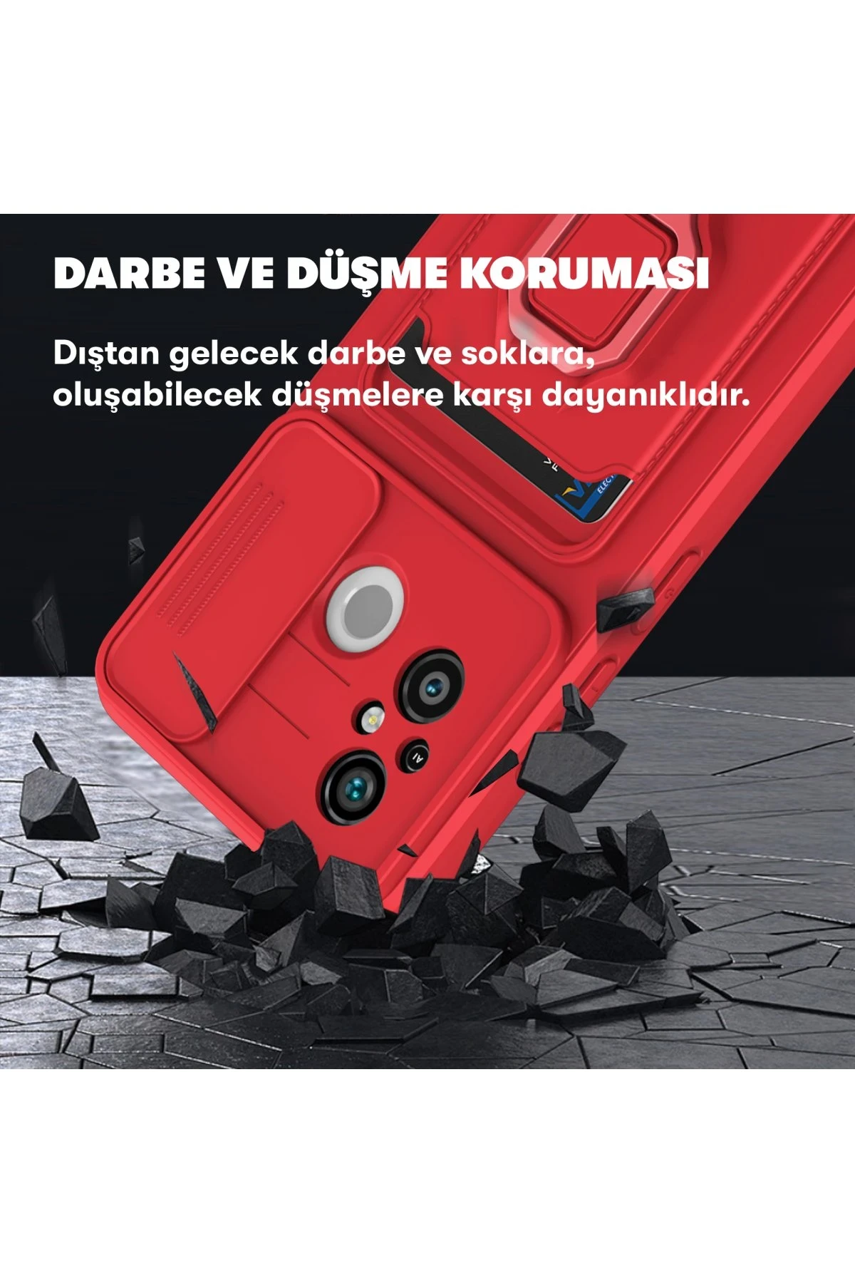 Newface Xiaomi Redmi 12C Kılıf Zuma Kartvizitli Yüzüklü Silikon - Siyah