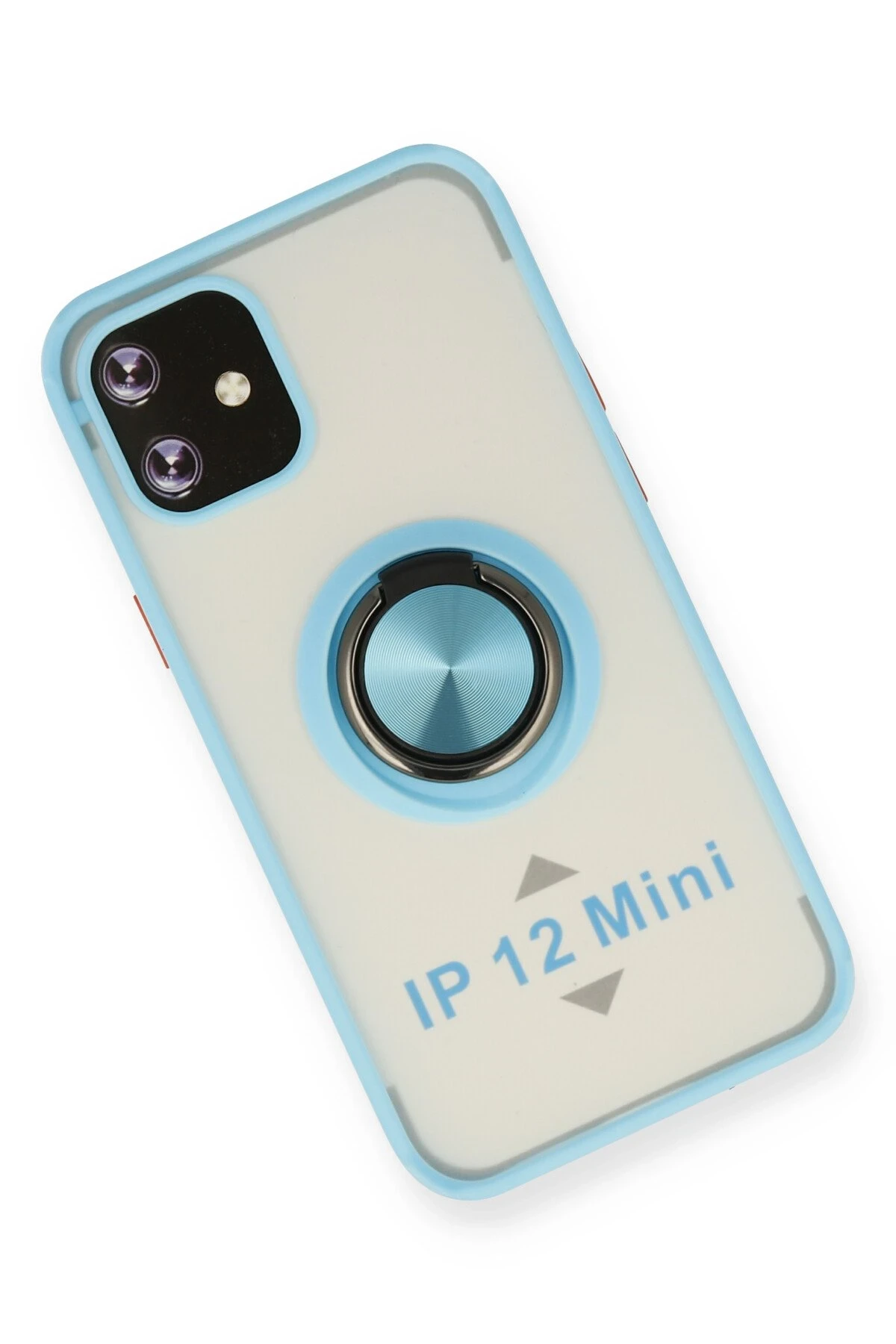Newface iPhone 12 Mini Kılıf Montreal Yüzüklü Silikon Kapak - Buz Mavi
