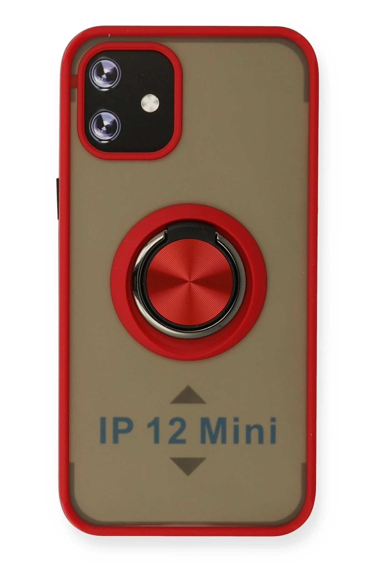 Newface iPhone 12 Mini Kılıf Montreal Yüzüklü Silikon Kapak - Kırmızı