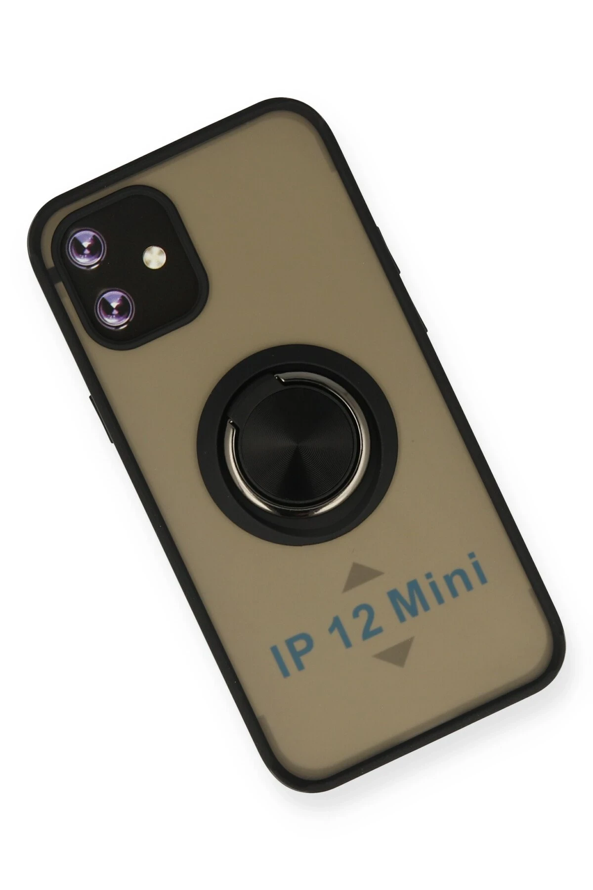 Newface iPhone 12 Mini Kılıf Montreal Yüzüklü Silikon Kapak - Siyah