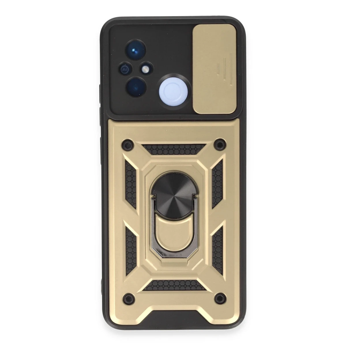 Newface Xiaomi Redmi 12C Kılıf Pars Lens Yüzüklü Silikon - Gold