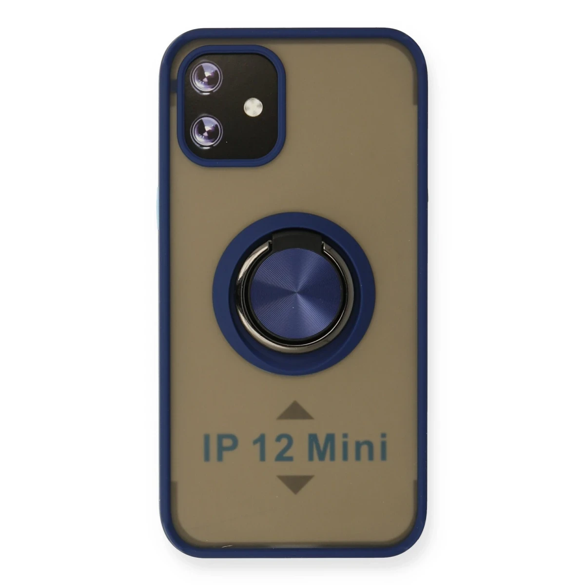 Newface Apple iPhone 12 Mini Kılıf Montreal Yüzüklü Silikon Kapak - Lacivert