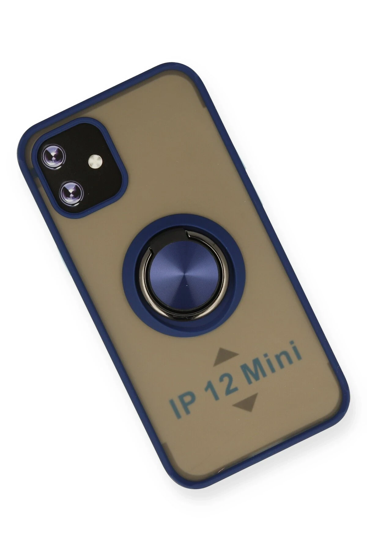 Newface iPhone 12 Mini Kılıf Montreal Yüzüklü Silikon Kapak - Lacivert