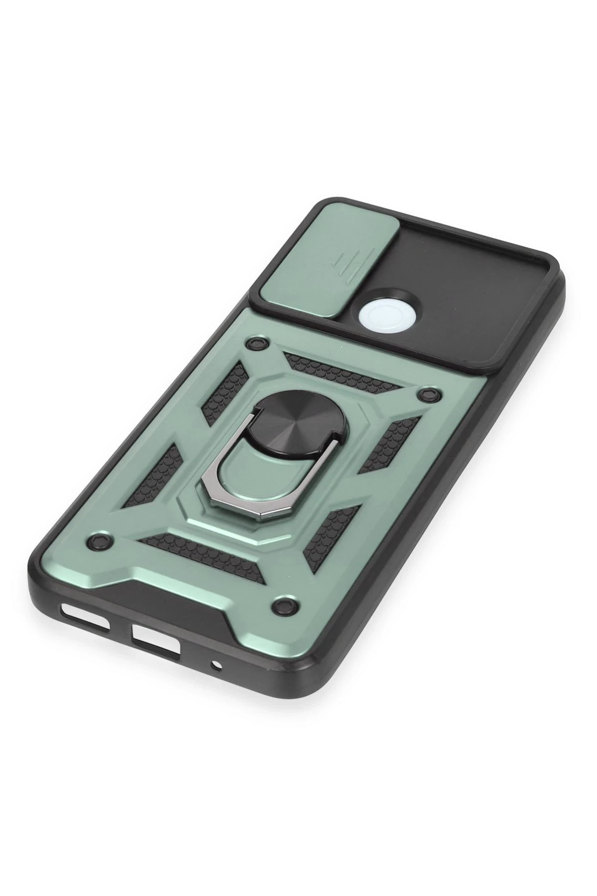 Newface Xiaomi Redmi 12C Kılıf Pars Lens Yüzüklü Silikon - Yeşil