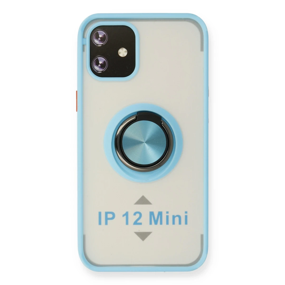 Newface Apple iPhone 12 Kılıf Montreal Yüzüklü Silikon Kapak - Buz Mavi