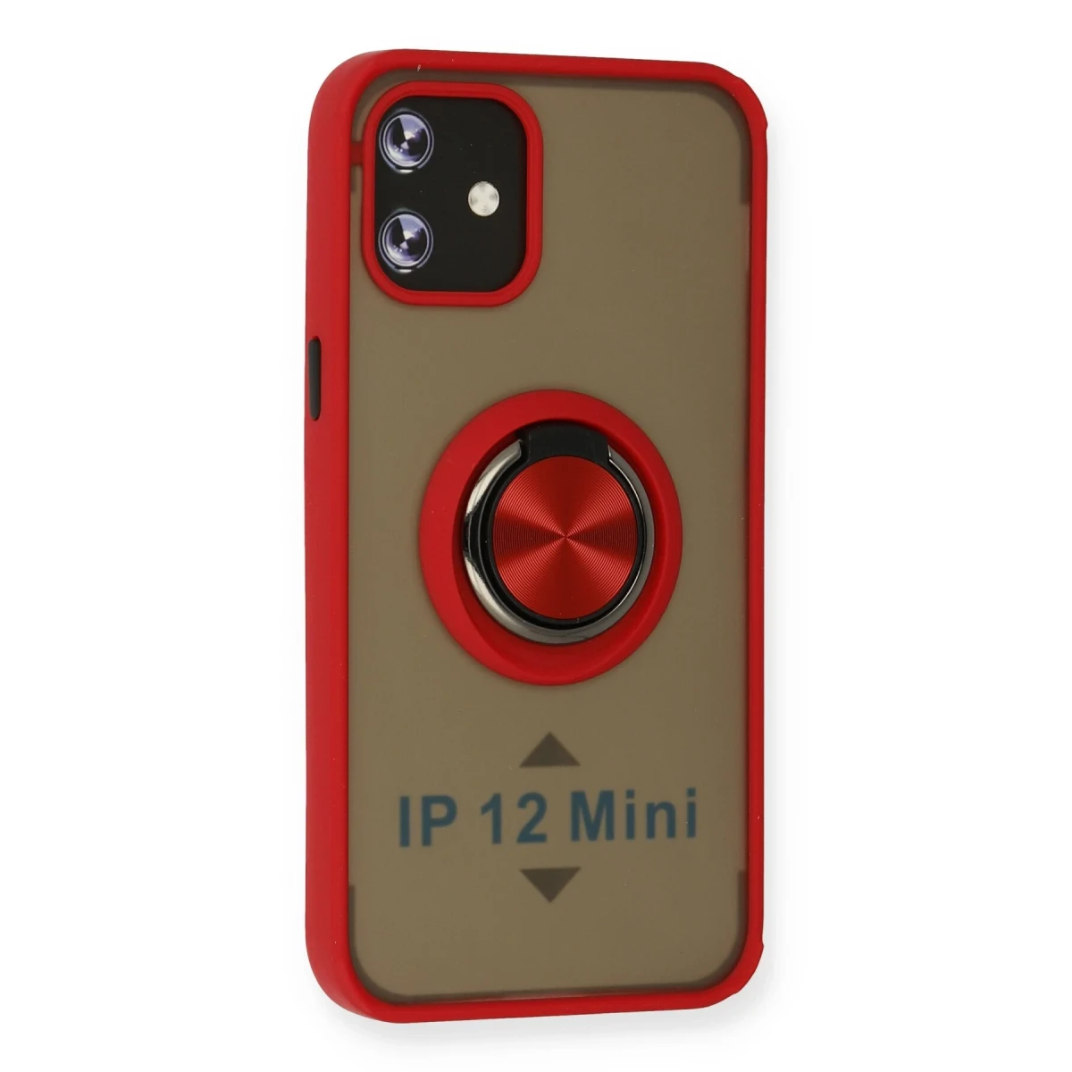 Apple iPhone 12 Kılıf Montreal Yüzüklü Silikon Kapak - Kırmızı
