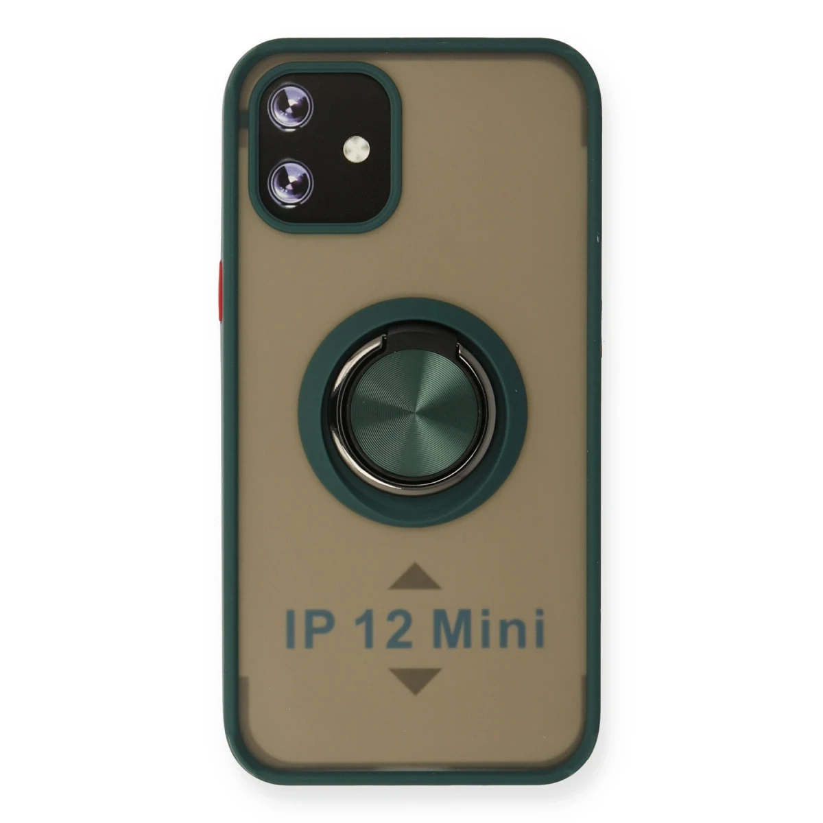 Newface Apple iPhone 12 Kılıf Montreal Yüzüklü Silikon Kapak - Yeşil