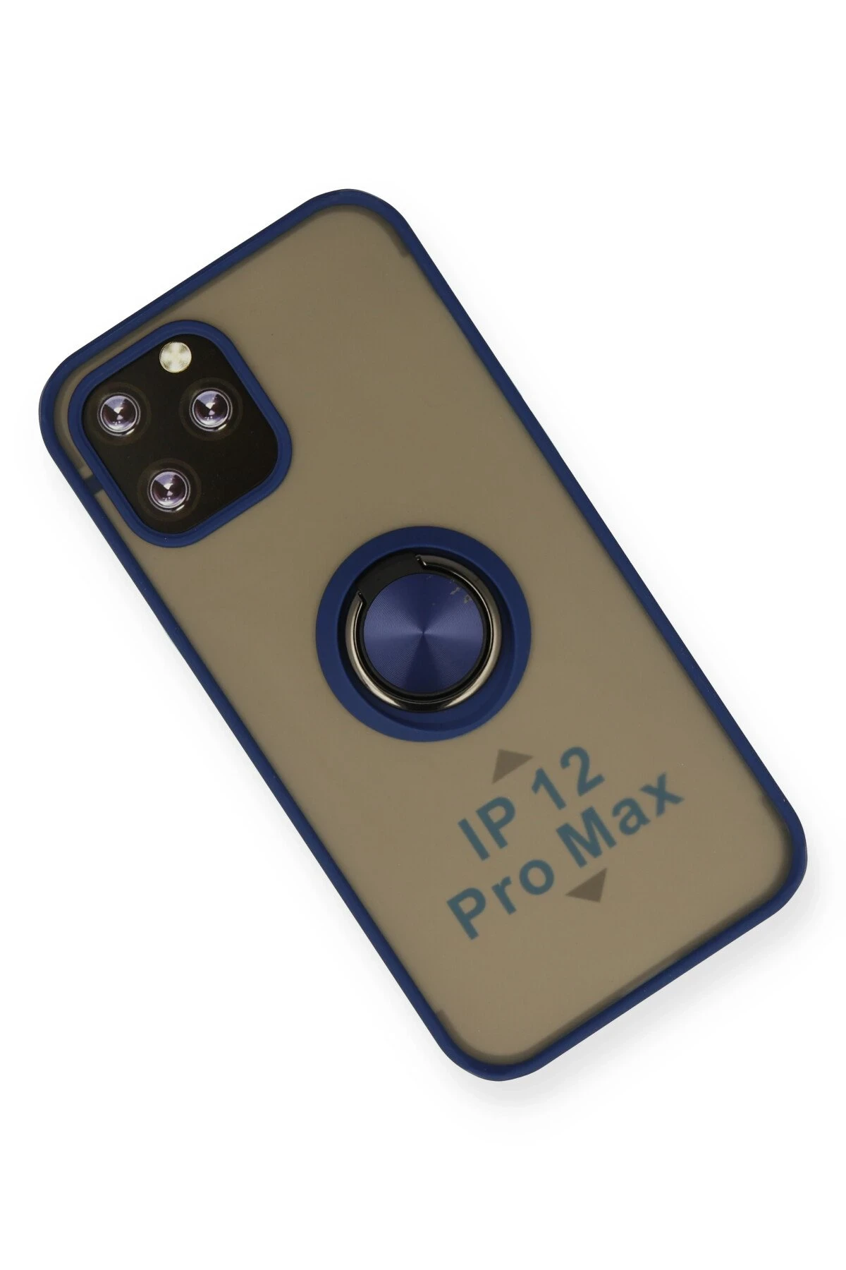 Newface iPhone 12 Pro Kılıf Montreal Yüzüklü Silikon Kapak - Lacivert
