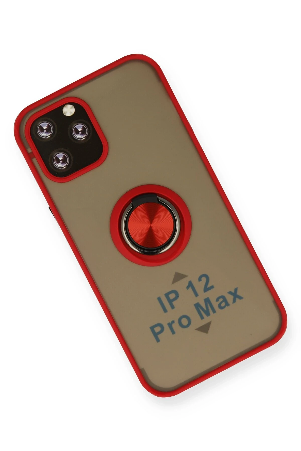 Newface iPhone 12 Pro Kılıf Montreal Yüzüklü Silikon Kapak - Kırmızı