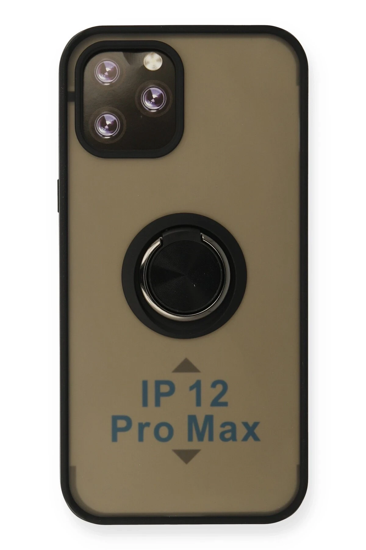 Newface iPhone 12 Pro Kılıf Montreal Yüzüklü Silikon Kapak - Siyah