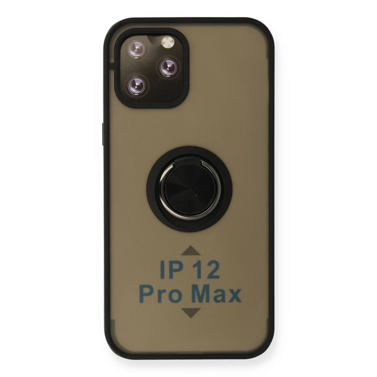 Newface Apple iPhone 12 Pro Kılıf Montreal Yüzüklü Silikon Kapak - Siyah