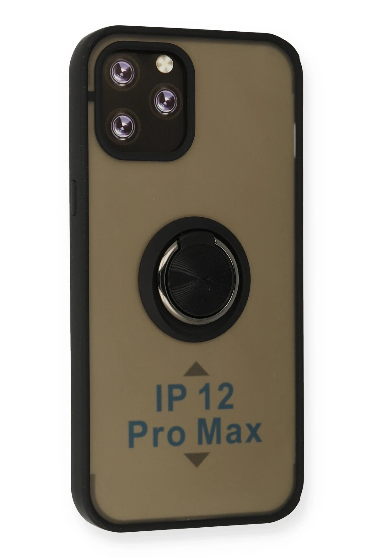 Newface iPhone 12 Pro Kılıf Montreal Yüzüklü Silikon Kapak - Siyah